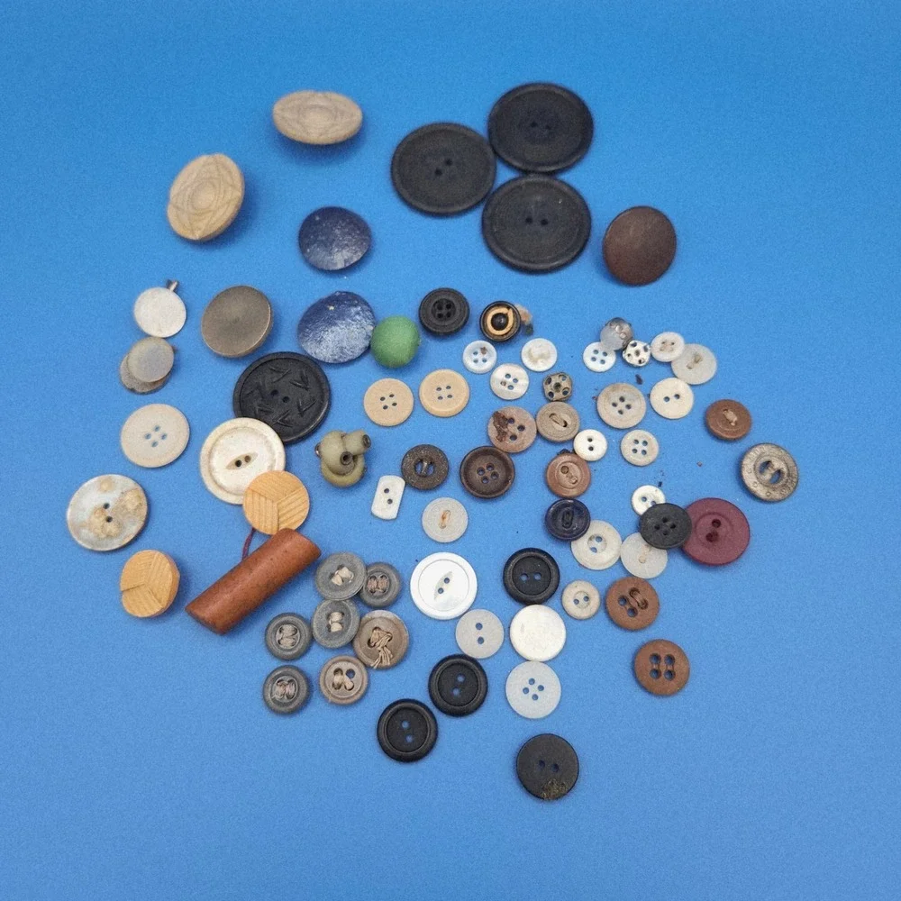 Vintage Assorted Button Lot Mixed Sizes Colors Shapes for Sewing Crafts 100+ pcs
